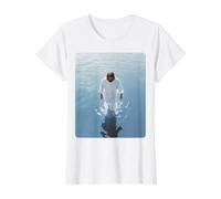 J'aime Jésus Qui Marche sur l'eau T-Shirt Graphique avec Valeur, Femme, Blanc, M