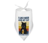 J'aime la bière, Mon Chat et Peut-être 3 Personnes. Bandana/écharpe Triangulaire Mignon pour Animaux de Compagnie, Bavoir/Sac élégant, Convient aux Chats et aux Chiens. pour Les Animaux d