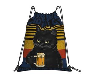 J'Aime La Bière, Mon Chat Et Peut-Être 3 Personnes. Unisexe Sac À Cordon Léger Sac À Dos À Cordon Grand Gym Sack Pour Piscine Voyage Vacances