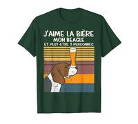 J'aime La Bière Mon Chien Beagle Humour Dog Lover Cadeau T-Shirt, Homme, Vert Forêt, L