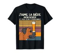 J'Aime La Bière Mon Chien Boxer Humour Animal Lover Cadeau T-Shirt