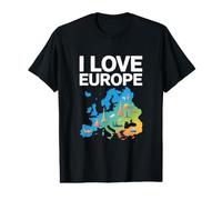 J'aime la Carte de l'europe, Les Points de repère et Les icônes T-Shirt Graphique avec Valeur