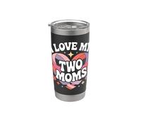 J'aime la fierté lesbienne LGBT de mes deux mamans Gobelet isotherme en acier inoxydable double paroi