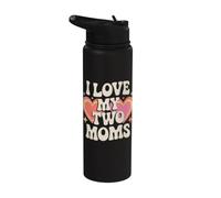 J'aime la fierté lesbienne LGBT de mes deux mamans Stainless Steel Insulated Water Bottle