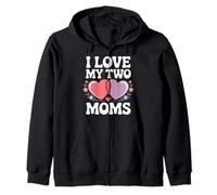J'aime la fierté lesbienne LGBT de mes deux mamans Sweat à Capuche