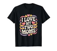 J'aime la fierté Lesbienne LGBT de Mes Deux Mamans T-Shirt Graphique avec Valeur, Homme, Noir, L