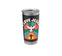 J'aime la foi chrétienne de Jesus Dove Cross Gobelet isotherme en acier inoxydable double paroi