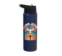 J'aime la foi chrétienne de Jesus Dove Cross Stainless Steel Insulated Water Bottle