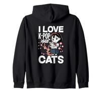 J'aime la K-Pop et Les Chats, Anime K-Pop Kawaii Sweat à Capuche