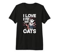 J'aime la K-Pop et Les Chats, Anime K-Pop Kawaii T-Shirt Haut de Gamme