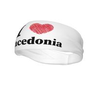 J'aime la Macédoine Bandeaux Hommes Femmes Antidérapant Évacuant la Transpiration Sport Bandeau pour Gym Basketball Yoga Bandeaux Cheveux