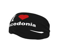 J'aime la Macédoine Bandeaux Hommes Femmes Antidérapant Évacuant la Transpiration Sport Bandeau pour Gym Basketball Yoga Bandeaux Cheveux