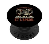 J'aime La Moto Et L'Apéro Simple Biker Motard Pilote PopSockets PopGrip Adhésif