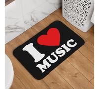 J'aime La Musique Tapis De Bain Lavable en Machine Tapis De Douche Doux Welcome Paillassons pour Couloir Porte Chambre 40X60Cm