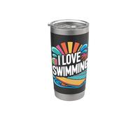 J'aime la natation, le plaisir de la plage, les vibrations tropicales Gobelet isotherme en acier inoxydable double paroi