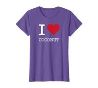 J'aime la Noix de Coco, J'aime la Noix de Coco T-Shirt, Femme, Violet chiné, L