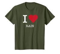 J'aime la Pluie, J'aime la Pluie T-Shirt, Enfant, Olive, 6 Ans