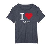 J'aime la Pluie, J'aime la Pluie T-Shirt, Femme Grandes Tailles, Bleu Chiné, 6X