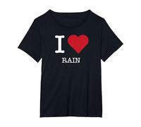 J'aime la Pluie, J'aime la Pluie T-Shirt, Femme Grandes Tailles, Noir, 4X