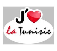 J'aime La Tunisie - 15x11cm - Sticker/Autocollant