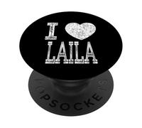 J'aime Laila Valentine, petite amie, fille, fille, cœur, épouse PopSockets PopGrip Adhésif