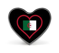 J'aime l'Algérie Broche en forme de cœur rouge Badge en forme de cœur Épingles à revers de col Accessoires pour manteau de robe pour femmes et hommes