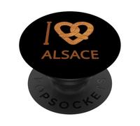 J'aime l'Alsace Bretzel Cadeau Alsace Alsacien Alsacienne PopSockets PopGrip Adhésif