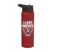 J'aime l'Amérique Eagle Freedom Pride Stainless Steel Insulated Water Bottle