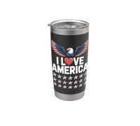 J'aime l'Amérique Eagle Wings Stars Gobelet isotherme en acier inoxydable double paroi