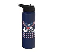 J'aime l'Amérique Eagle Wings Stars Stainless Steel Insulated Water Bottle