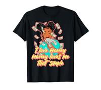 J'aime l'argent, l'argent m'aime Melanine Hustle Woman Black Sista T-Shirt