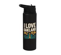 J'aime l'art floral du paysage urbain d'Oakland Stainless Steel Insulated Water Bottle