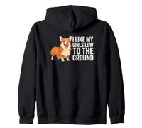 J'aime Le Chien Corgi drôle de Mes Filles au Ras du Sol Sweat à Capuche