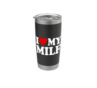 J'AIME LE CŒUR DE MA FEMME MILF, MAMAN Gobelet isotherme en acier inoxydable double paroi