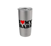 J'AIME LE CŒUR DE MA PETITE AMIE, MON PETIT AMI Gobelet isotherme en acier inoxydable double paroi