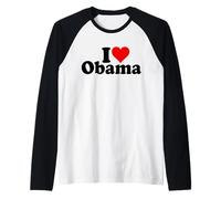 J'aime Le CŒUR D'OBAMA, Le PRÉSIDENT Barack Manche Raglan