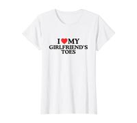 J'aime Le cœur, Les Orteils de ma Copine, drôle et torride, mème de Couple T-Shirt Graphique avec Valeur, Femme, Blanc, L