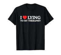J'aime Le cœur Qui Ment à Mon thérapeute, mème drôle de la génération Z T-Shirt Graphique avec Valeur, Homme, Noir, XL
