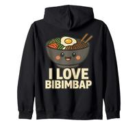 J'aime Le Dessin animé Bibimbap Les Amateurs de K-Food adorent la Cuisine coréenne Sweat à Capuche