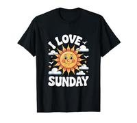 J'aime Le Dimanche, Joyeux Soleil et Nuages T-Shirt Graphique avec Valeur