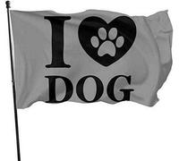 J'aime le drapeau de coeur d'impression de patte de chien 0,9 x 1,5 m imprimé sur un seul côté bannière de drapeau de famille de bienvenue
