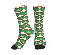 J'Aime Le Drapeau De La Mauritanie Et Le Cœur Des Mauritaniens Unisexe Chaussettes De Tennis Poids Léger Socquette D'Équipage Respirant Chaussette De Course Pour Marche Extérieur Voyager