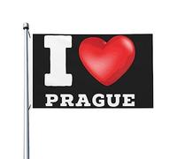J'aime le drapeau de Prague Double face, décoration murale pour porche 3x5 pieds, tapisserie I Love Prague pour le bureau