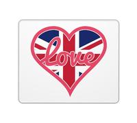 J'aime Le Drapeau du Royaume-Uni Et Son Cœur Rose Mouse Pad Antidérapant Tapis De Souris Gaming Portable Mousepad pour Travail Jeu Voyage 25X30Cm