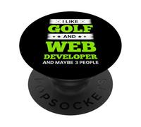 J'aime Le Golf et Le développeur Web et Peut-être 3 Personnes PopSockets PopGrip Adhésif