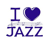 J'aime le jazz, phrase inspirante avec cœur et notes de musique, impression de motivation Stickers muraux 41x50.9cm Culture du tatouage Bleu foncé