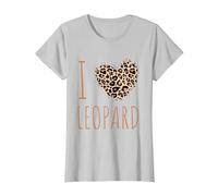 J'aime Le Leopard, Cadeau Motif Leopard, Imprimé Léopard, T-Shirt, Femme, Argent, M