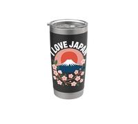 J'aime le lever du soleil sur le mont Fuji Cherry Blossom Japan Gobelet isotherme en acier inoxydable double paroi