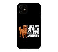 J'aime Le mème du Chien Golden Retriever doré et Poilu de Mes Filles Coque pour iPhone 11