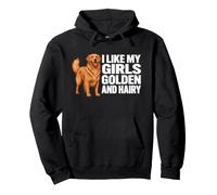 J'aime Le mème du Chien Golden Retriever doré et Poilu de Mes Filles Sweat à Capuche